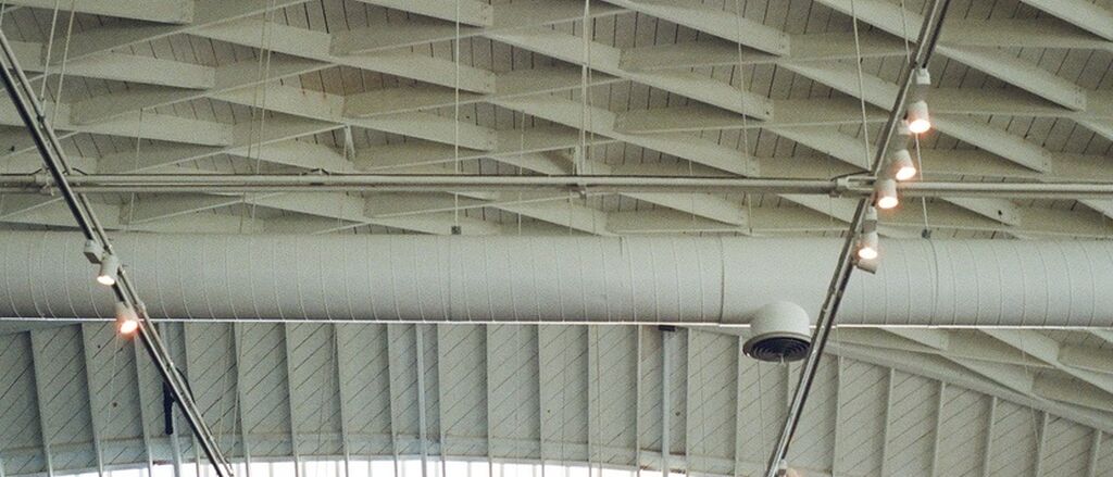 White ceiling pipe hall large