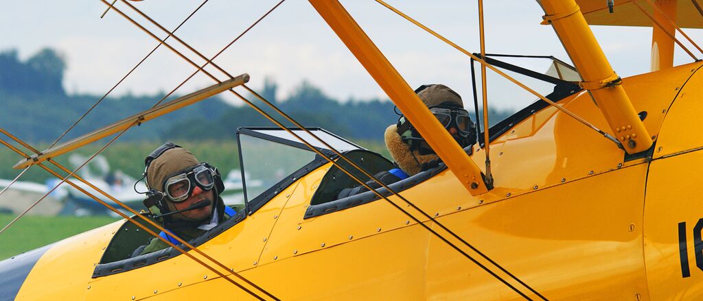 Oldtimer aircraft take off aviation